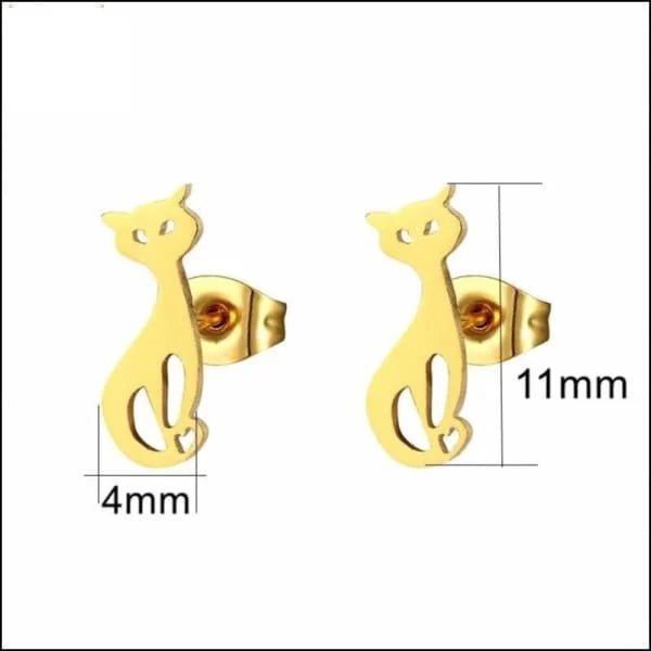 RVS Katten Oorbellen Diverse Kleuren - Schattige Poes Oorstekers - Kat Multi kleur 10x7mm / Staal -