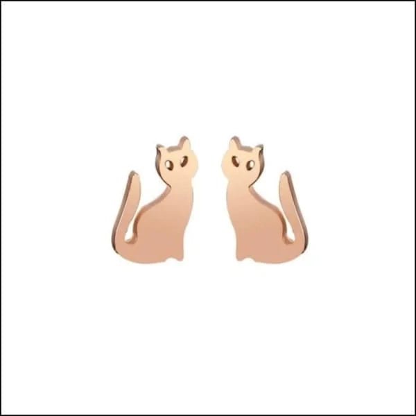 RVS Katten Oorbellen Diverse Kleuren - Schattige Poes Oorstekers - Zwarte kat 10x7mm / Staal -