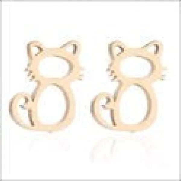 RVS Katten Oorbellen Diverse Kleuren - Schattige Poes Oorstekers - Poes Goudkleurig 11x5mm / Staal -