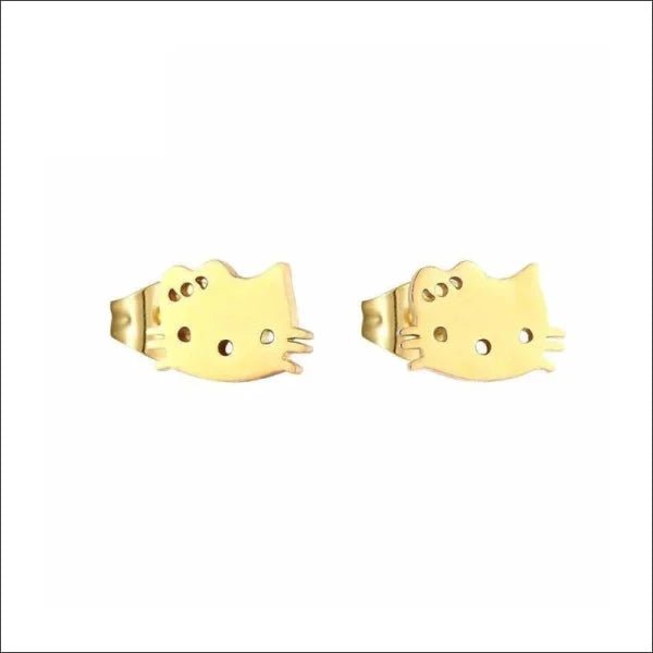 RVS Katten Oorbellen Diverse Kleuren - Schattige Poes Oorstekers - Hello-Kitty-goudkleur-8x10mm / St
