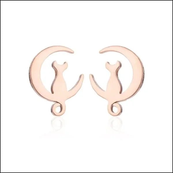 RVS Katten Oorbellen Diverse Kleuren - Schattige Poes Oorstekers - Hello-Kitty-goudkleur-8x10mm / St