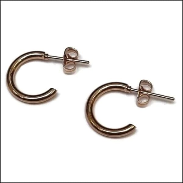 RVS Hoepel Oorstekers in Diverse Maten - Ros&Atilde;&copy;kleurig / 15mm -