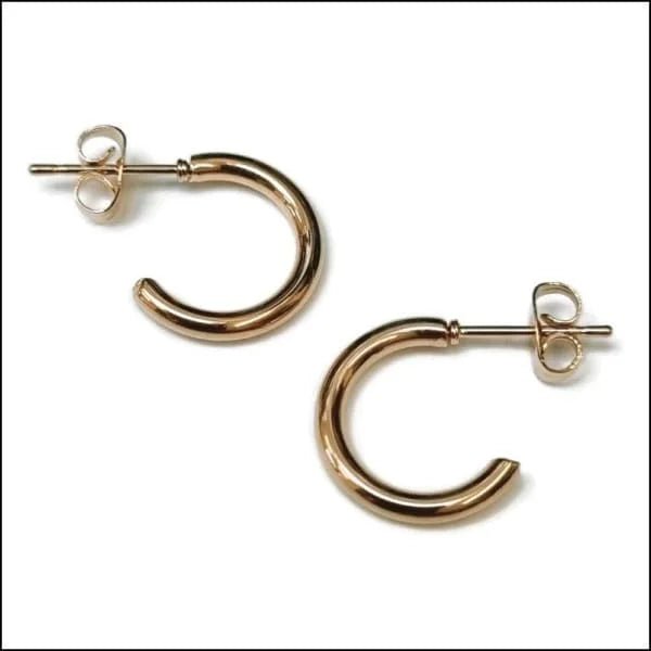 RVS Hoepel Oorstekers in Diverse Maten - Ros&Atilde;&copy;kleurig / 15mm -