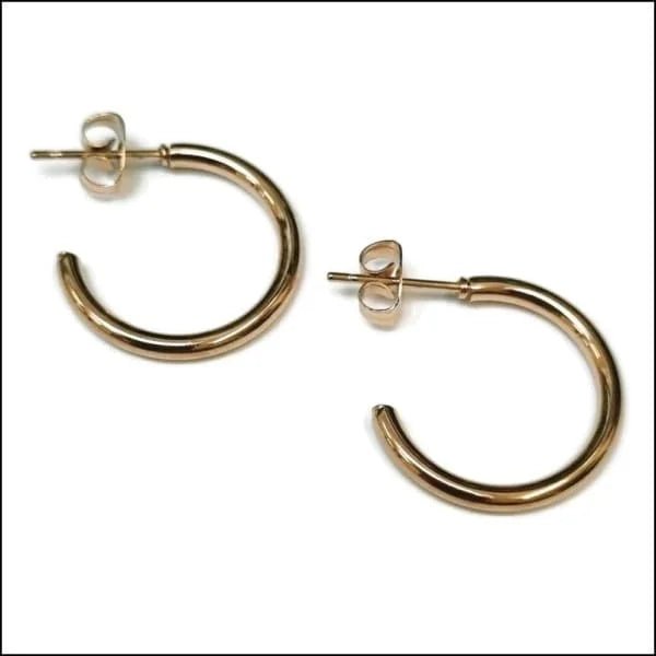 RVS Hoepel Oorstekers in Diverse Maten - Ros&Atilde;&copy;kleurig / 10mm -