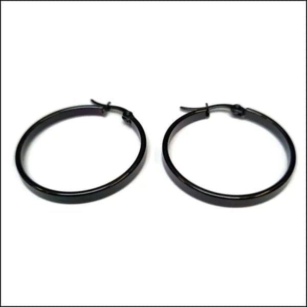 RVS Gladde Oorringen Diverse Kleuren 14mm - Strakke Hoepel Oorbellen - 30mm / Goudkleurig -
