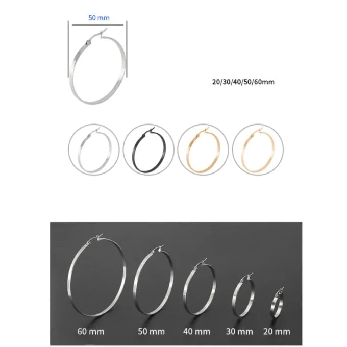 RVS Gladde Oorringen Diverse Kleuren 14mm - Strakke Hoepel Oorbellen - 20mm / Ros&Atilde;&copy;kleur