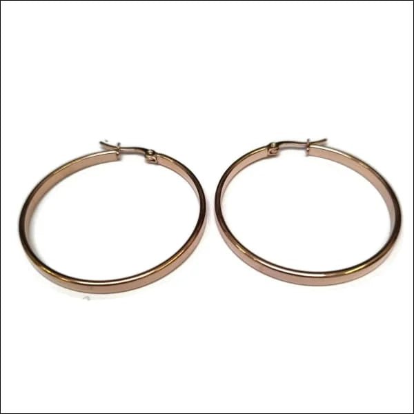 RVS Gladde Oorringen Diverse Kleuren 14mm - Strakke Hoepel Oorbellen - 40mm / Ros&Atilde;&copy;kleur