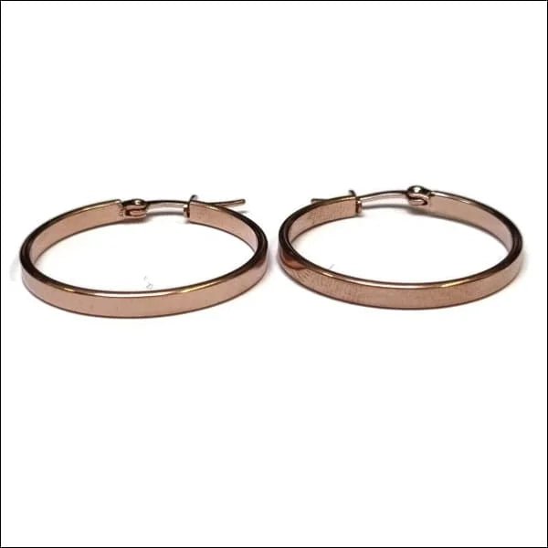 RVS Gladde Oorringen Diverse Kleuren 14mm - Strakke Hoepel Oorbellen - 30mm / Ros&Atilde;&copy;kleur