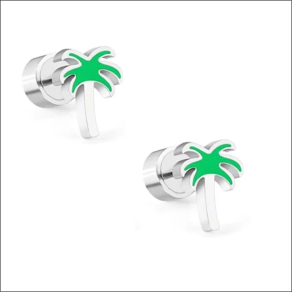 Kleurrijke Kinder Oorbelletjes druksluiting - Palmboom-8x6mm -