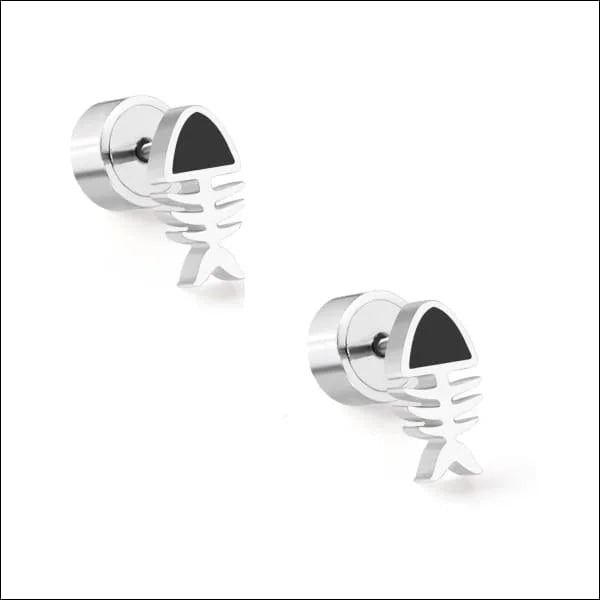 Kleurrijke Kinder Oorbelletjes druksluiting - Vissen-8x4mm -