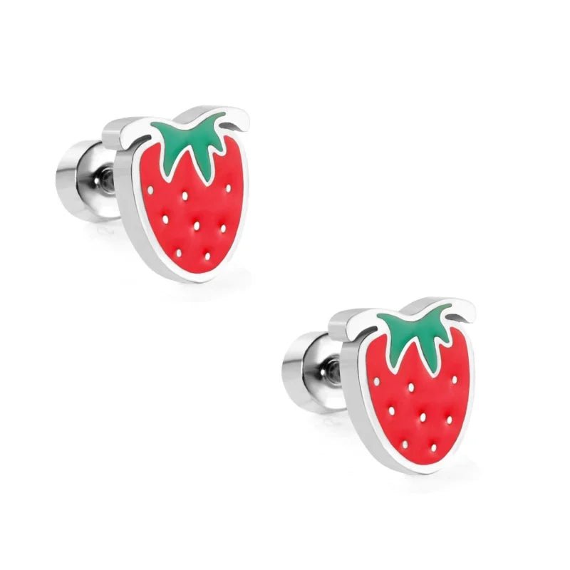 Kleurrijke Kinder Oorbelletjes druksluiting - Vissen-8x4mm -