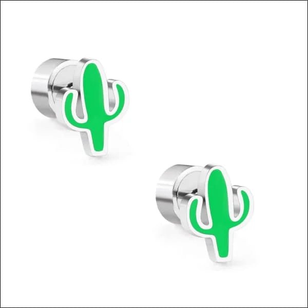 Kleurrijke Kinder Oorbelletjes druksluiting - Cactus-8x6mm -