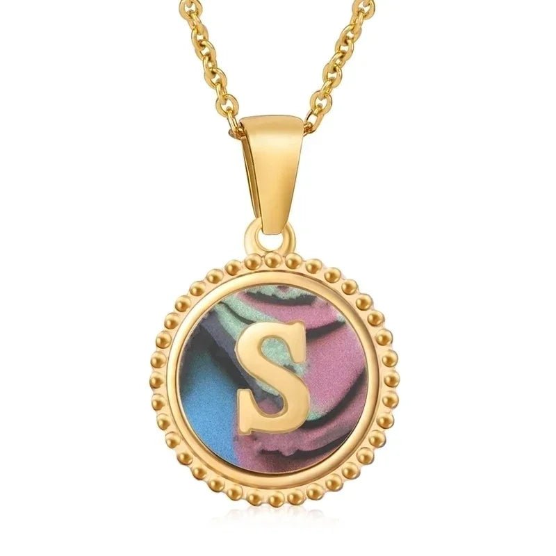 letter Ketting met Abalone Schelp - S - Dames