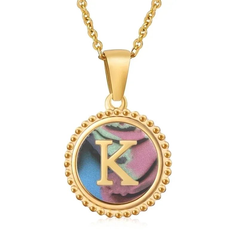 letter Ketting met Abalone Schelp - K - Dames