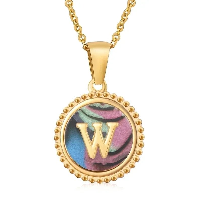 letter Ketting met Abalone Schelp - W - Dames