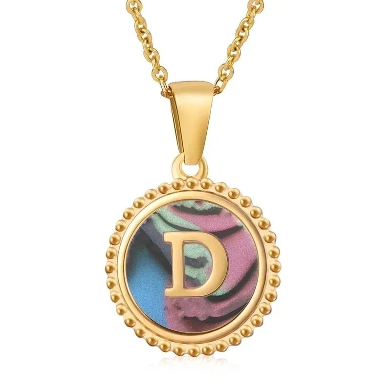 letter Ketting met Abalone Schelp - D - Dames