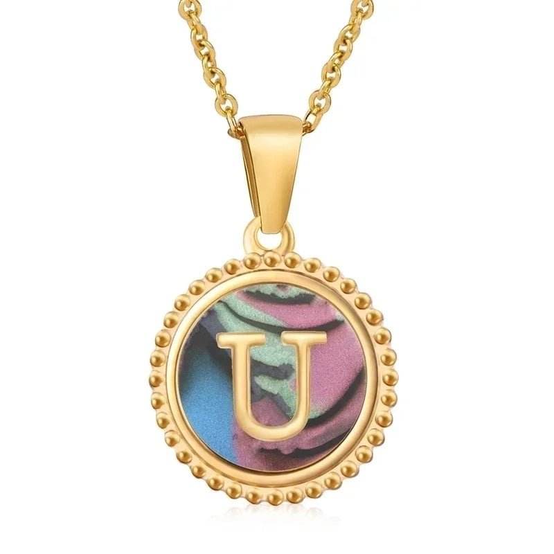 letter Ketting met Abalone Schelp - U - Dames