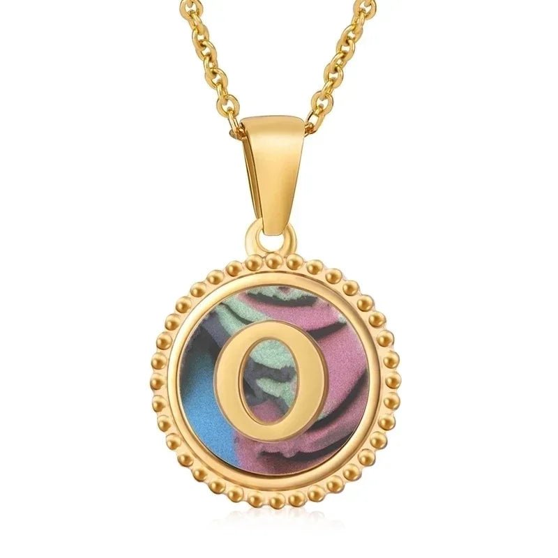 letter Ketting met Abalone Schelp - O - Dames