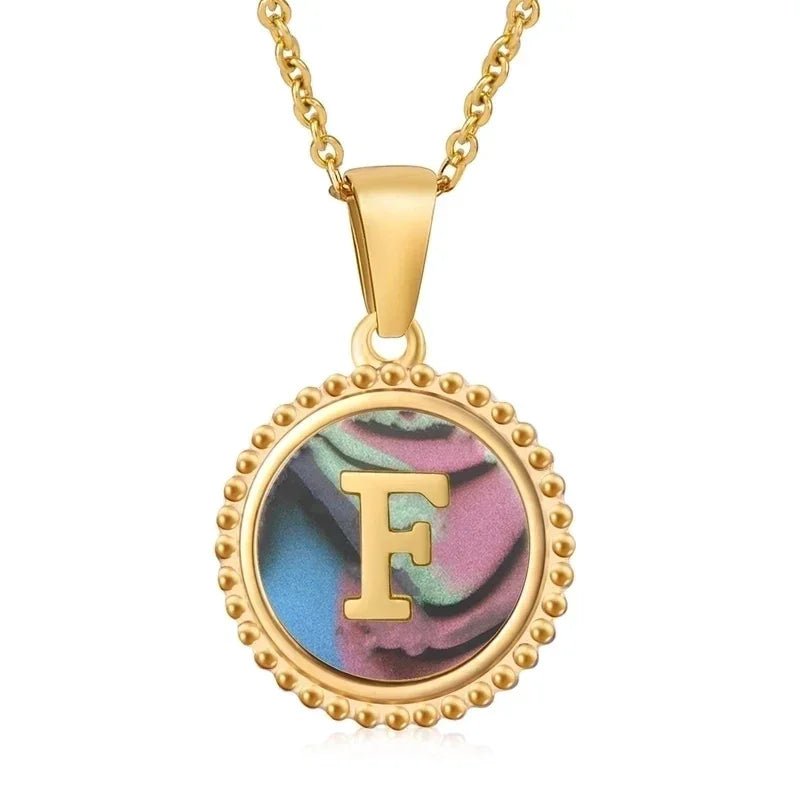 letter Ketting met Abalone Schelp - F - Dames