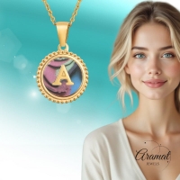 letter Ketting met Abalone Schelp - F - Dames