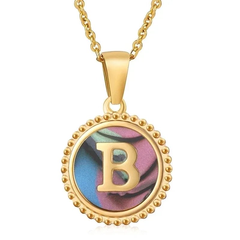 letter Ketting met Abalone Schelp - T - Dames