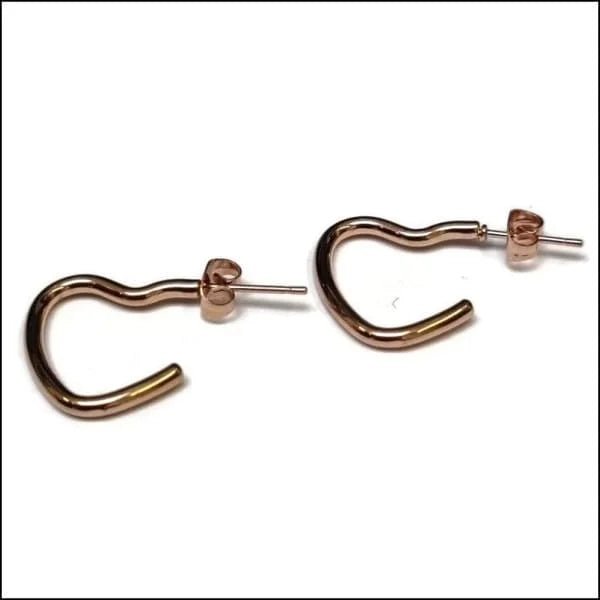 Stalen Hartvormige Hoepel Oorbellen - 20mm / Ros&Atilde;&copy;kleurig -