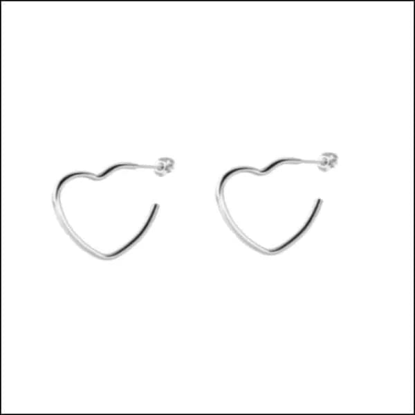 Stalen Hartvormige Hoepel Oorbellen - 20mm / Zilverkleurig -
