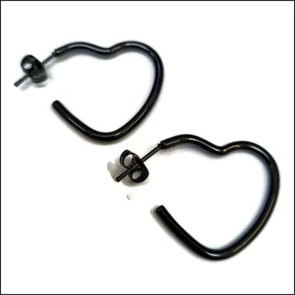 Stalen Hartvormige Hoepel Oorbellen - 30mm / Zilverkleurig -