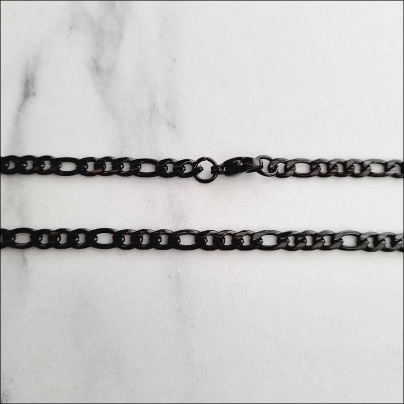 RVS Figaro Ketting Zwart - Stoere Schakelketting Unisex - 3mm / 50cm - Heren