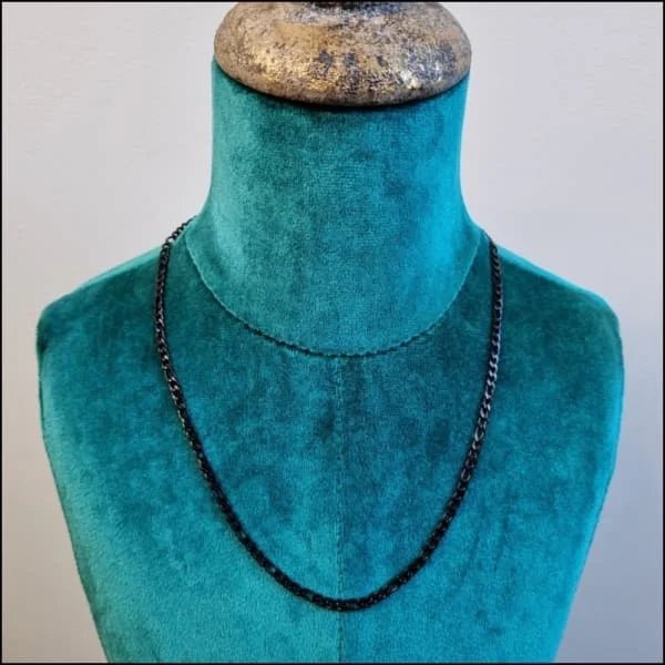 RVS Figaro Ketting Zwart - Stoere Schakelketting Unisex - 4mm / 55cm - Heren