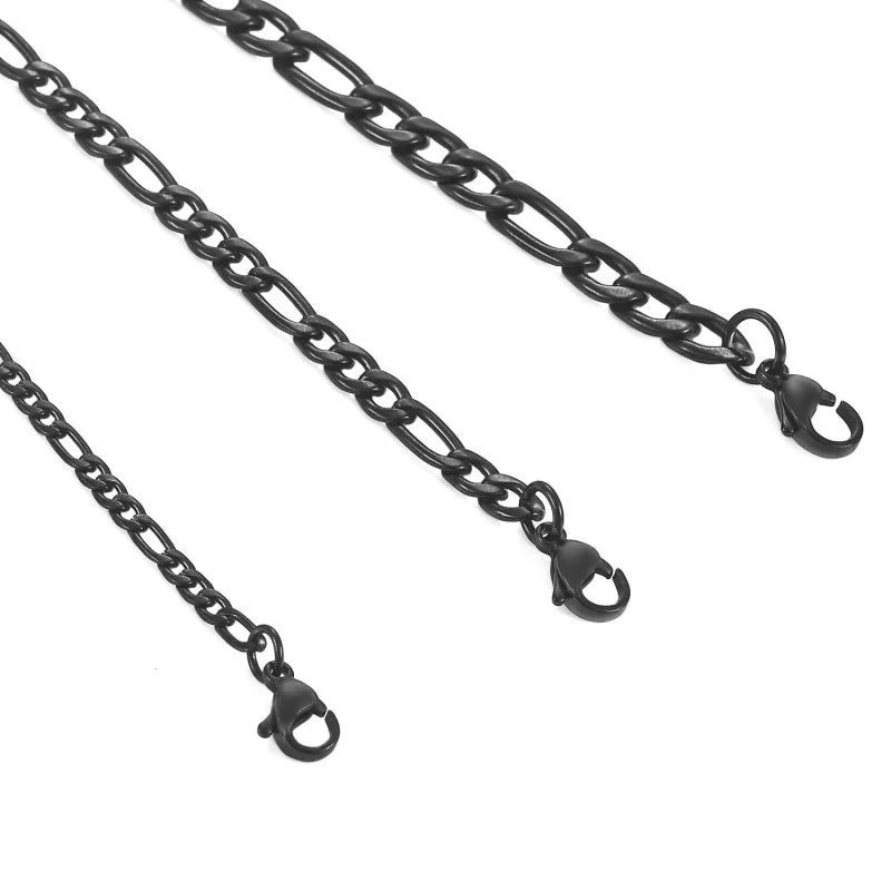 RVS Figaro Ketting Zwart - Stoere Schakelketting Unisex - 4mm / 55cm - Heren