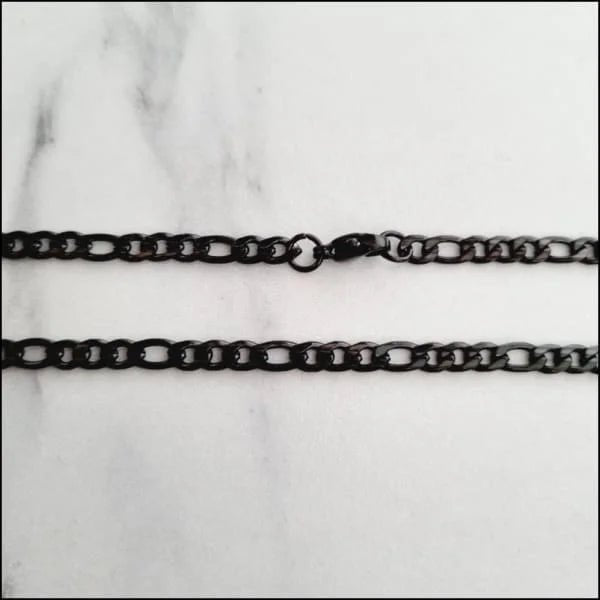 RVS Figaro Ketting Zwart - Stoere Schakelketting Unisex - 4mm / 55cm - Heren