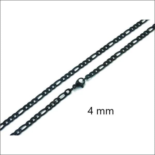 RVS Figaro Ketting Zwart - Stoere Schakelketting Unisex - 4mm / 60cm - Heren