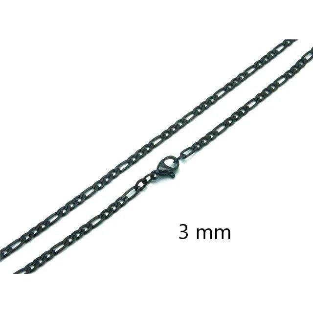 RVS Figaro Ketting Zwart - Stoere Schakelketting Unisex - 4mm / 70cm - Heren