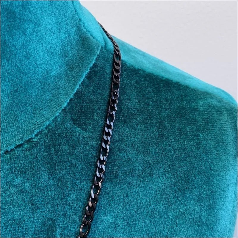 RVS Figaro Ketting Zwart - Stoere Schakelketting Unisex - 4mm / 70cm - Heren