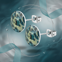 Acryl Ronde Panter Look Oorbellen Dierenhuid 10mm - Blauw-Groen -