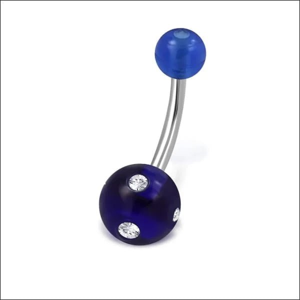 Luxe Kristallen Stalen Navelpiercing met steentje - Donker Blauw-Transparant - Unisex