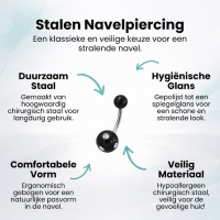 Luxe Kristallen Stalen Navelpiercing met steentje - Donker Blauw-Transparant - Unisex
