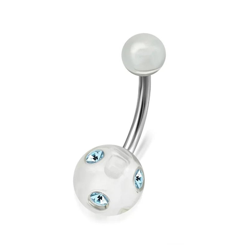 Luxe Kristallen Stalen Navelpiercing met steentje - Rood-Transparant - Unisex