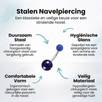 Luxe Kristallen Stalen Navelpiercing met steentje - Zwart-Transparant - Unisex