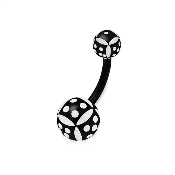 Bioplast Navelpiercing - Nikkelvrij - Fantasie-Zwart-Wit - Heren