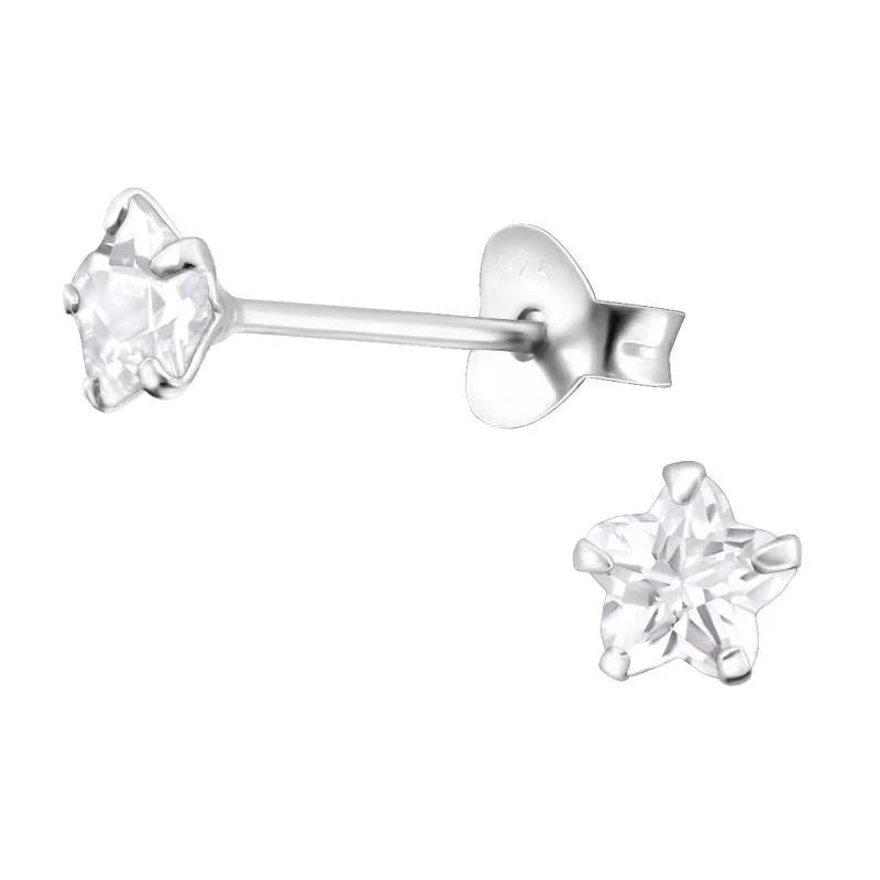 925 Zilveren Bloem Oorbellen met Zirkonia  - Bloemetjes Oorstekers - 4mm / Champagne -