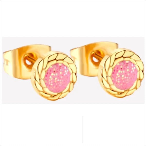 Glitter Oorbellen van Roestvrij Staal - Goudkleurig / Wit -
