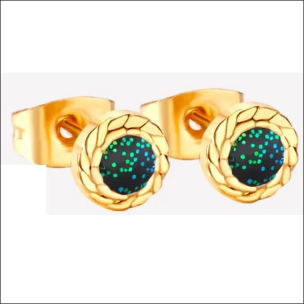 Glitter Oorbellen van Roestvrij Staal - Goudkleurig / Zwart -