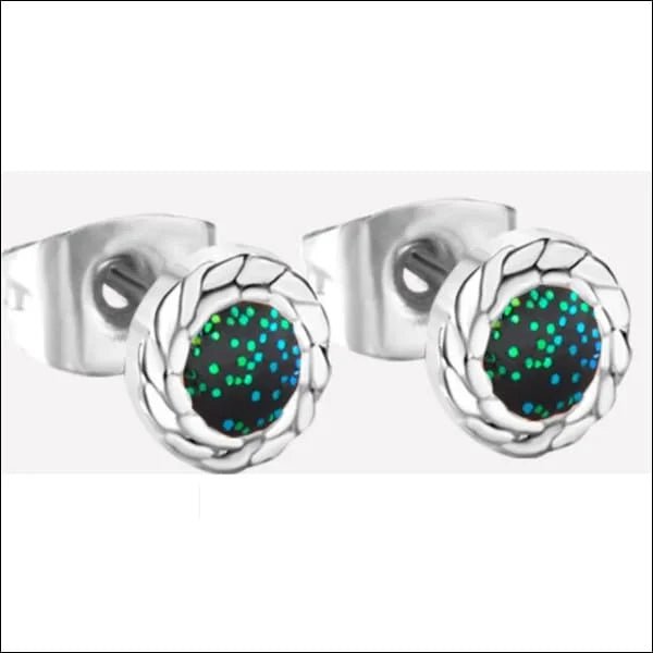 Glitter Oorbellen van Roestvrij Staal - Goudkleurig / Zwart -
