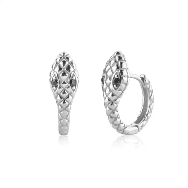 925 Zilveren Slangen Oorringen 10mm met Zirkonia - Snake Hoops - Zilverkleurig / Groen -