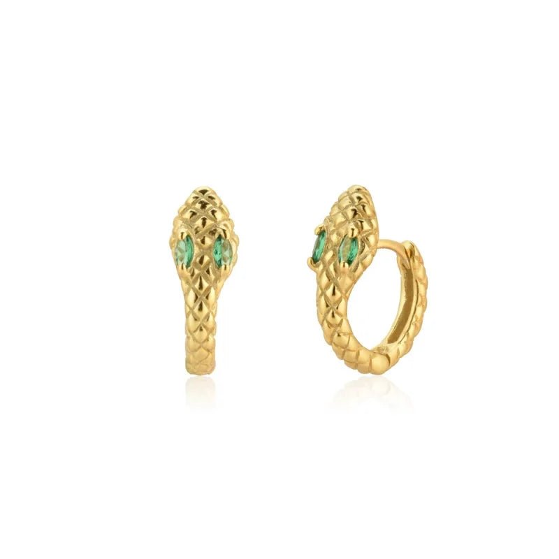 925 Zilveren Slangen Oorringen 10mm met Zirkonia - Snake Hoops - Zilverkleurig / Zwart -