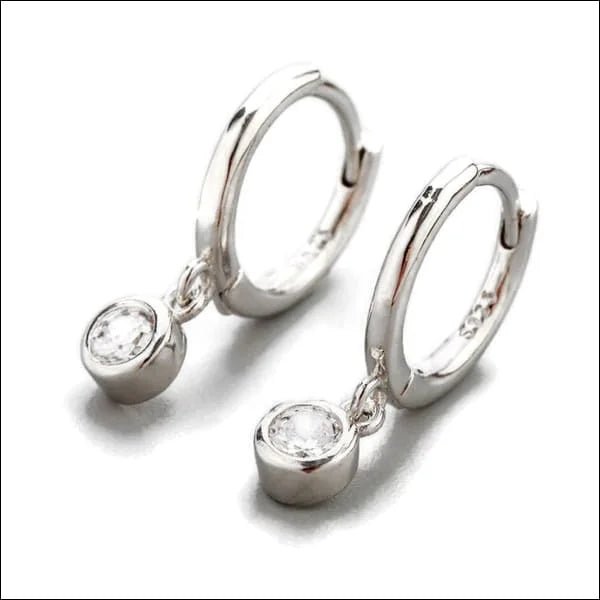 Zilveren Oorringetjes met Zirkonia Hanger - Goudkleurig/Transparant -