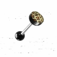 Stalen Tongpiercing Dierenprint - Luipaard-print-Blauw -