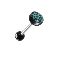 Stalen Tongpiercing Dierenprint - Koeien-print-Roze -